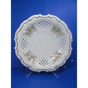 Pirken Hammer Floral De Porcelain D' Art Depuis 1803 9 3/4" Reticulated Bowl